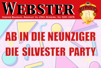 Freut euch auf die ultimative Webster „Ab in die Neunziger“ Silvesterparty! Denn was in den 80ern gut war, wird in den 90ern noch besser.